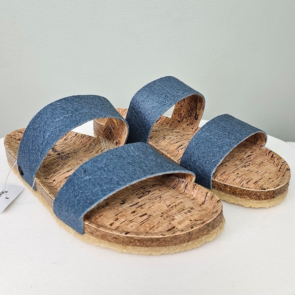 Bearpaw Women's Sandal Vegan Double Band Slip On Slide, Lilo Indigo - Picture 1 of 16